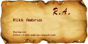 Rikk Ambrus névjegykártya